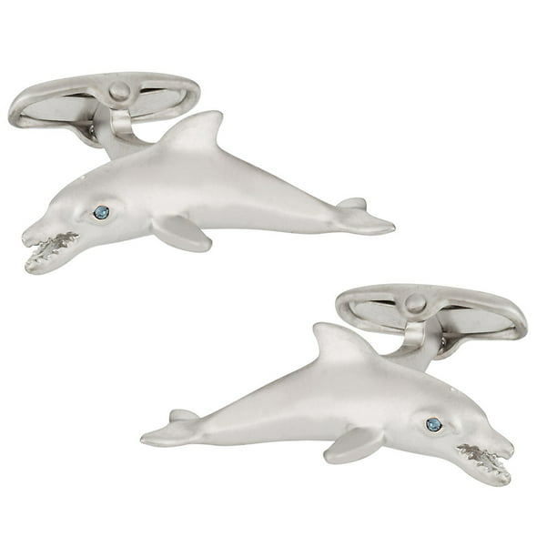Silver Toned Textured Dolphin Cufflinks 